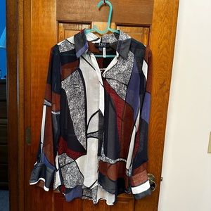 FDJ FRENCH DRESSING JEANS MULTI COLOR LONG SLEEVE BLOUSE SIZE 6